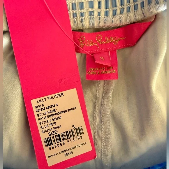 NWT Lilly Pulitzer Katia Embroidered Shorts Yellow Blue Swizzle Stripe Small - Picture 13 of 16